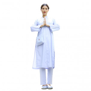 Áo tràng Pháp phục Nguyên Dung cho Nữ, thiết kế truyền thống, Silk Lụa ATTT 38E 0006
