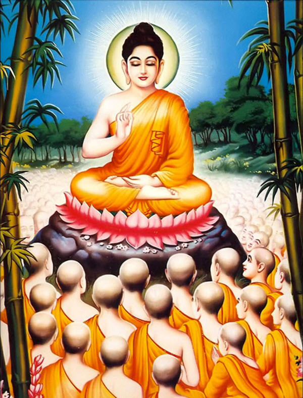 Ảnh Phật Thích Ca Mâu Ni trong tư thế thiền, tay chắp thể hiện sự tập trung.
