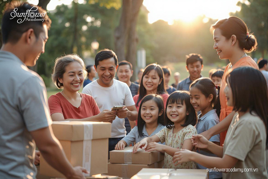 Bàn tay nâng niu mầm cây, biểu tượng cho sự nuôi dưỡng và phát triển đức độ