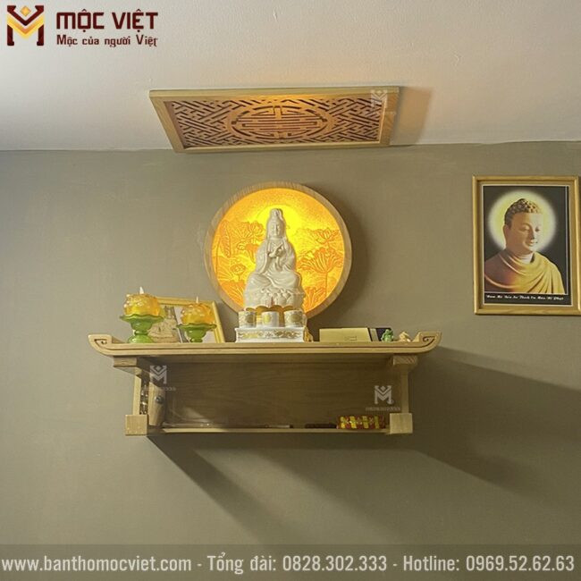 Bàn thờ Phật đơn giản treo tường hiện đại
