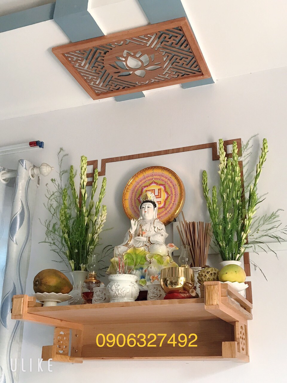 Bàn thờ Phật Quan Âm màu nâu đậm