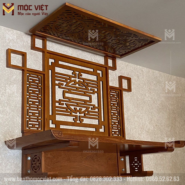 Bàn thờ Phật Quan Âm treo tường bằng gỗ hương cao cấp