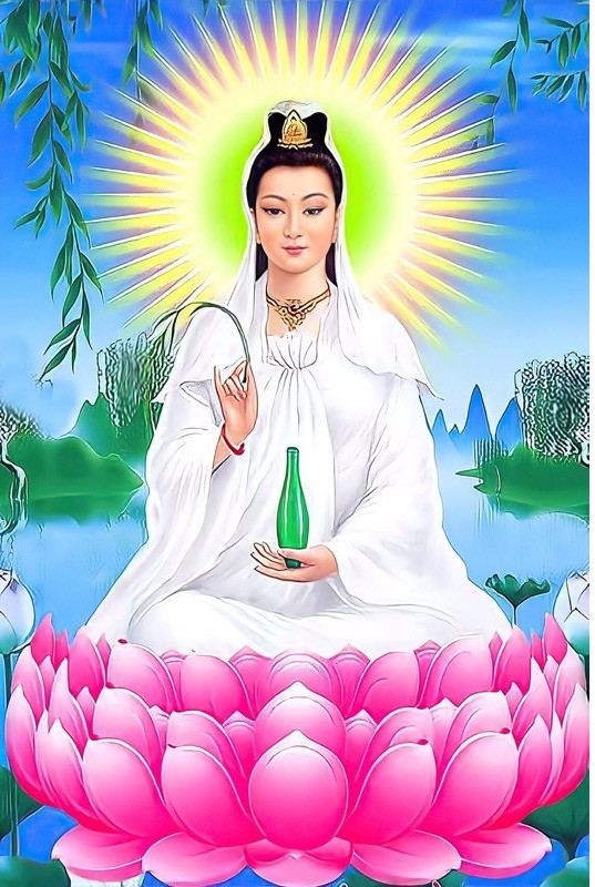 Bàn thờ Phật Quan Âm treo tường trang nghiêm trong không gian thờ cúng