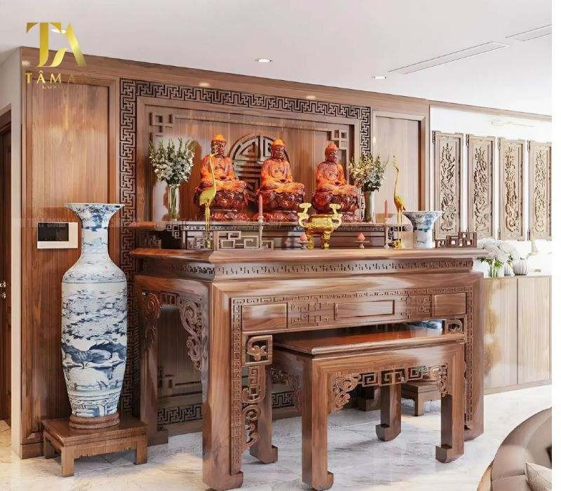 Bàn thờ Phật tại gia mang ý nghĩa tâm linh sâu sắc, thể hiện lòng thành kính