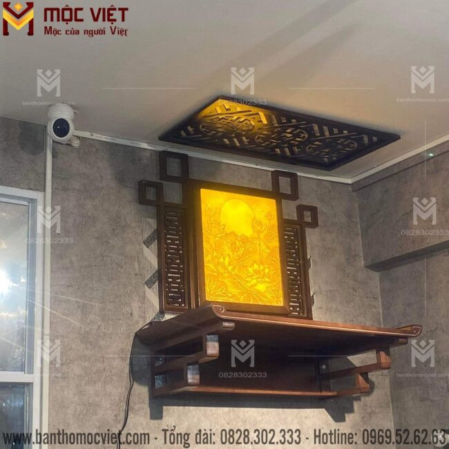 Bàn thờ Quan Âm treo tường thiết kế trang nhã, hiện đại