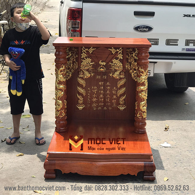 Bàn thờ Thần Tài gỗ hương thiếp vàng dành cho công ty đại sảnh lớn