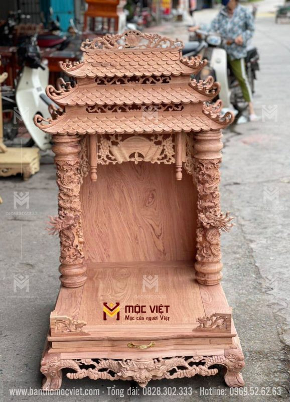 Bàn thờ Thần Tài mẫu mái chùa, mang đậm nét văn hóa truyền thống