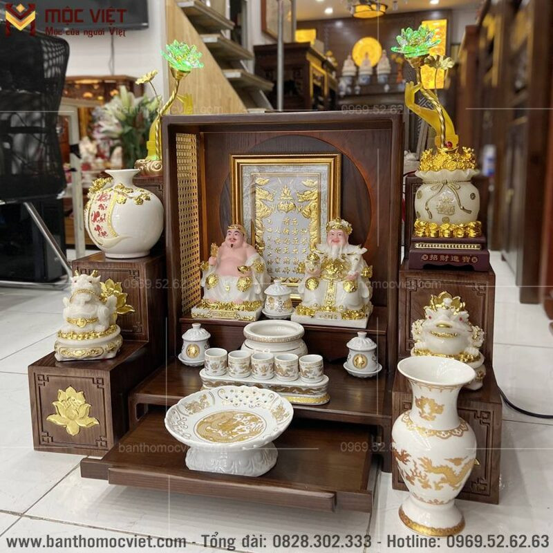 Bàn thờ Thần Tài Ông Địa vân mây, mang tài lộc may mắn đến cho gia chủ