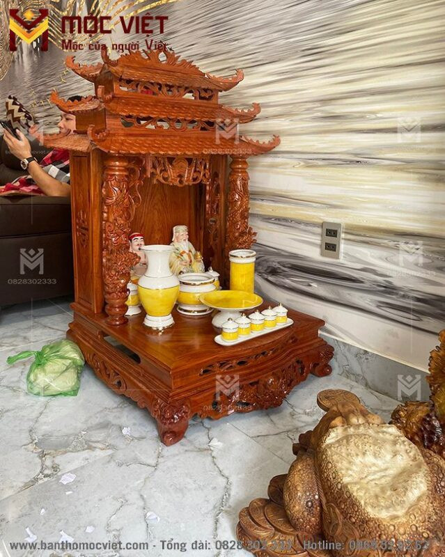 Bàn thờ Thần Tài Thổ Địa mẫu mái chùa đẹp