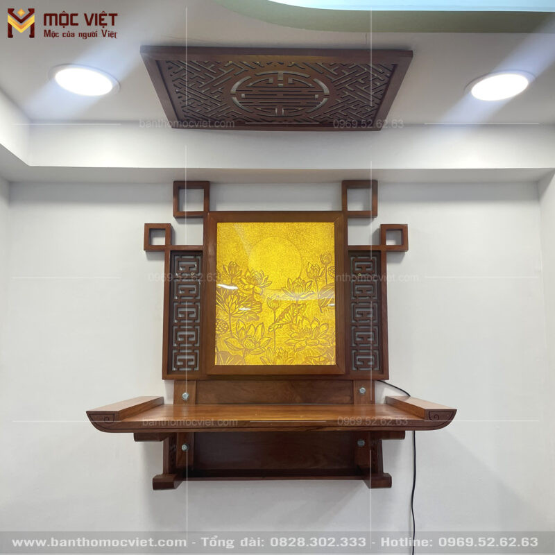Bàn thờ treo tường gỗ hương cao cấp, kích thước chuẩn phong thủy