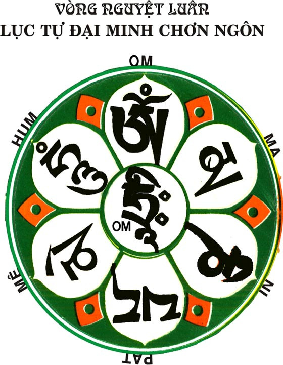 Biểu tượng Om Mani Padme Hum với ánh sáng từ bi