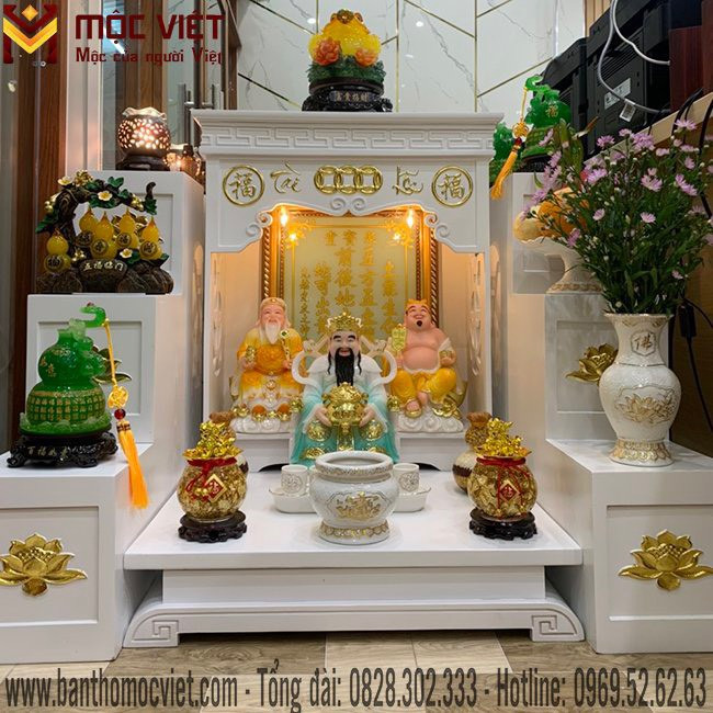 Bộ combo bàn thờ Thần Tài Thổ Địa gỗ hiện đại