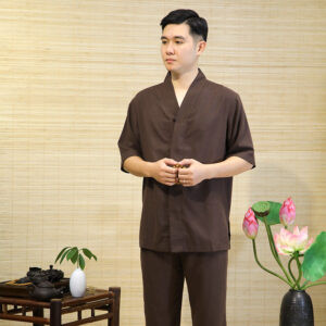 Bộ Nam Bà Lai Vải Linen Màu Nâu Đen