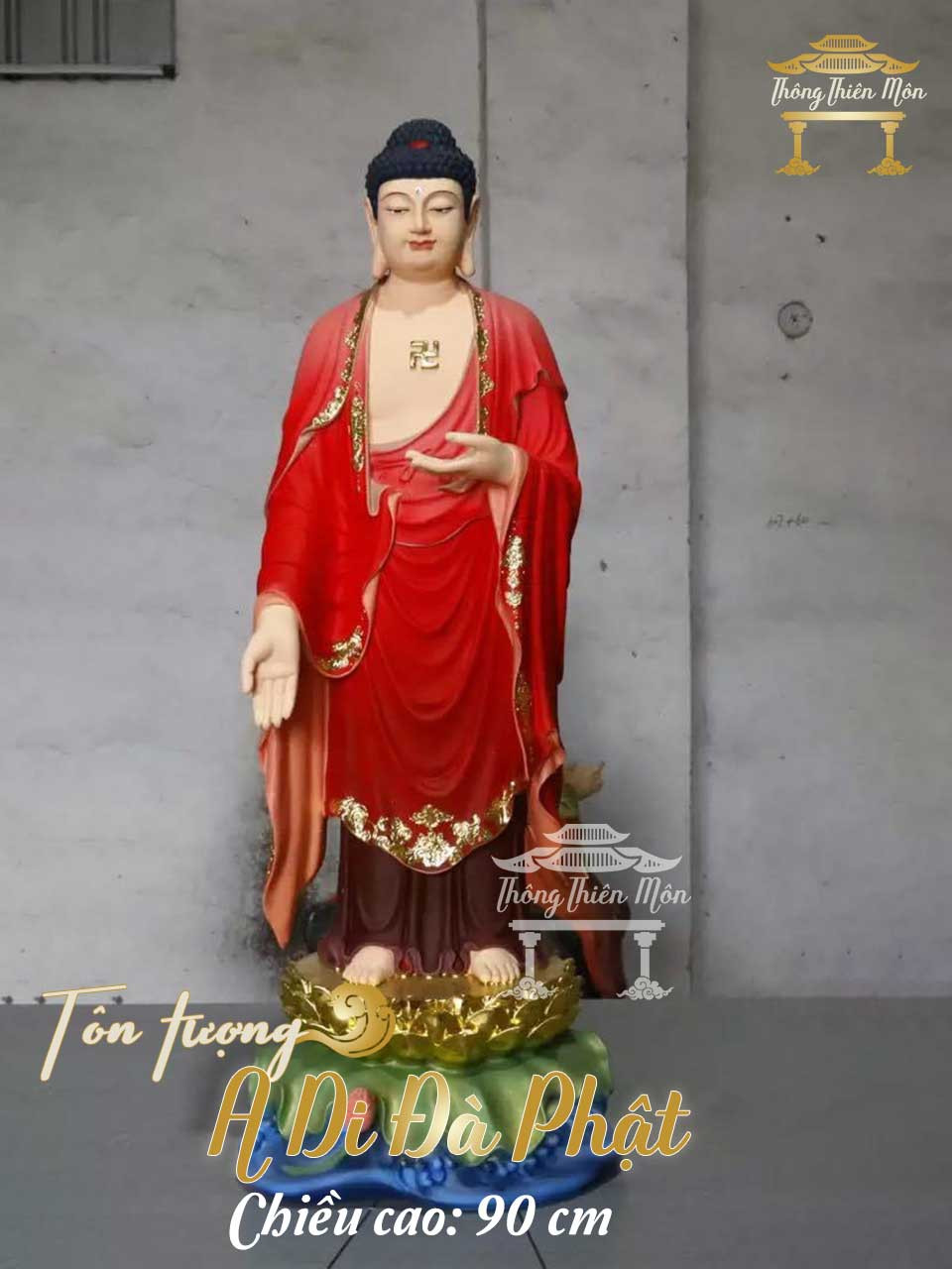 Bộ tượng Tam Thánh Tây Phương với Phật A Di Đà và hai vị Bồ Tát Quan Âm, Đại Thế Chí