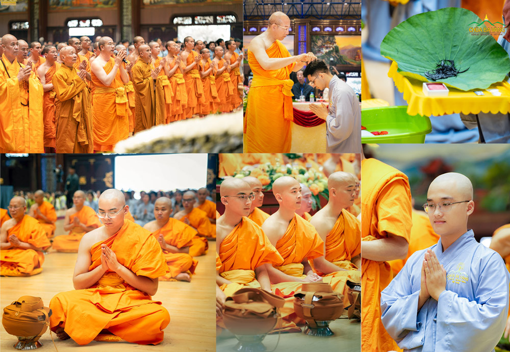 Các thiện nam tử, tín nữ đang làm lễ thọ giới, tượng trưng cho bước đầu trên con đường xuất gia là gì