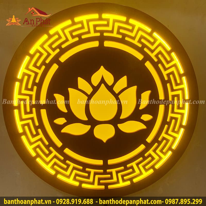 Đèn led bàn thờ Phật hào quang hoa sen
