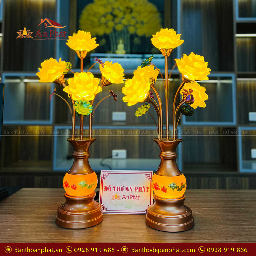 Đèn led bàn thờ Phật hình hoa sen chớm nở 5 bông