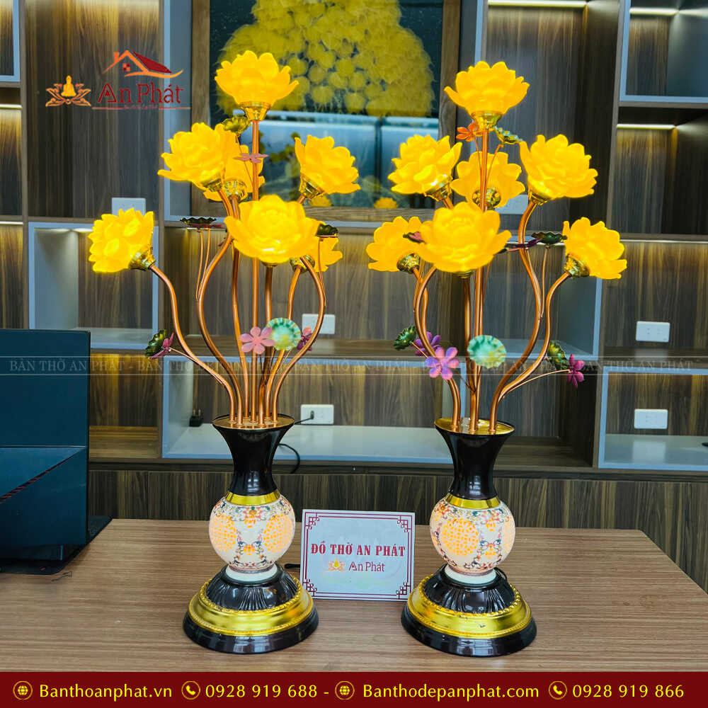 Đèn led bàn thờ Phật hình hoa sen lưu ly
