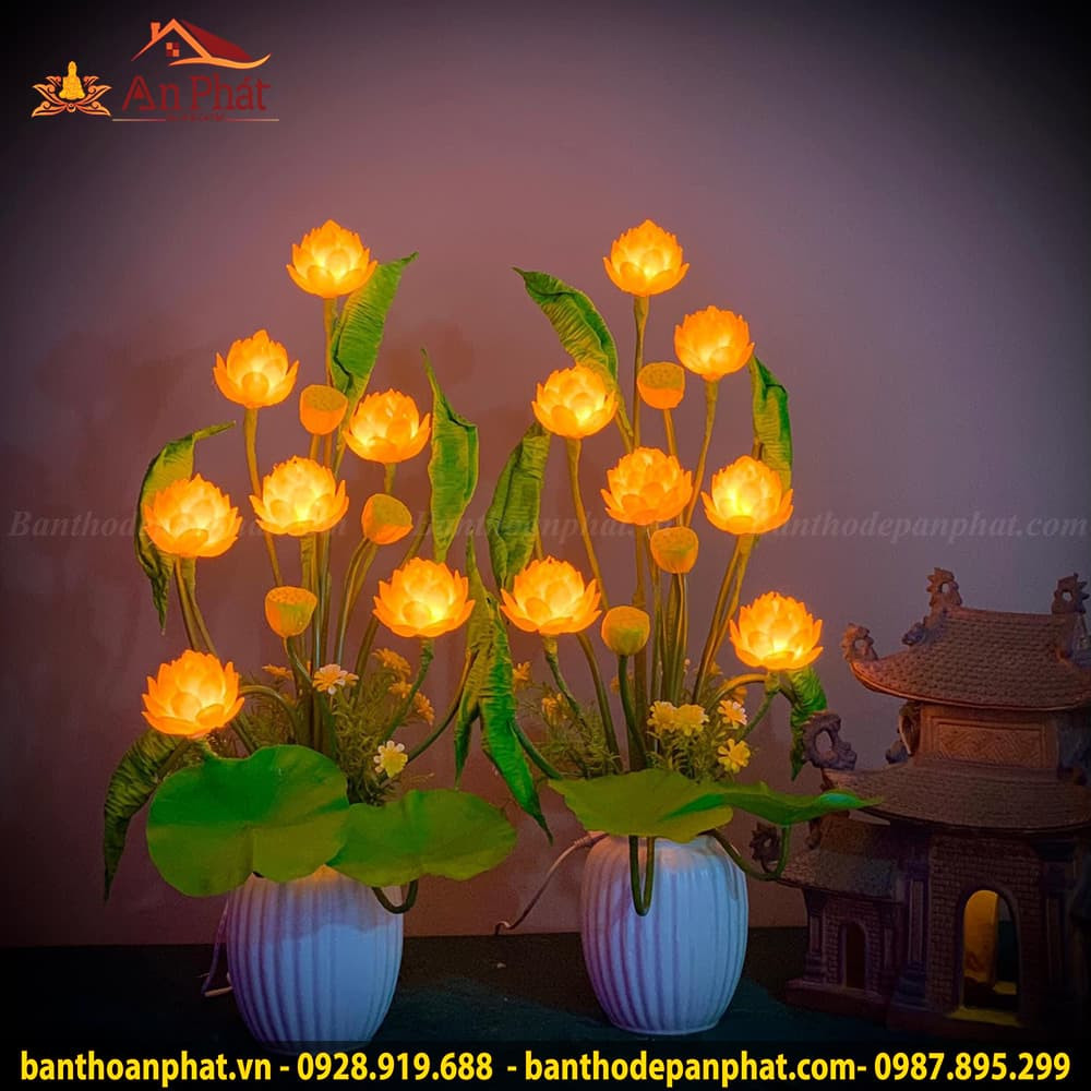Đèn led bàn thờ Phật hoa sen 7 bông cao cấp
