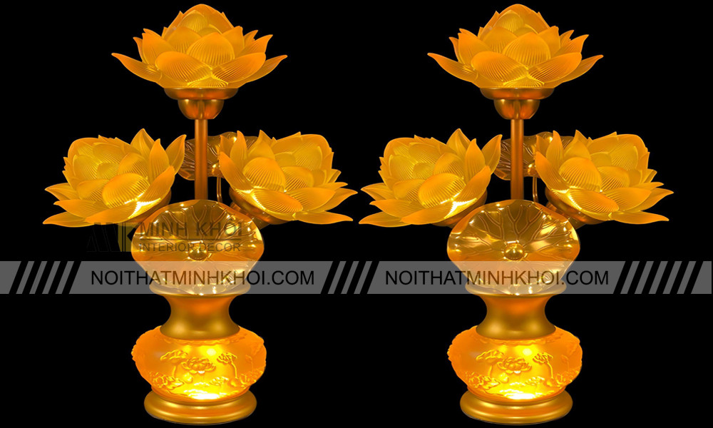 Đèn thờ sen bằng thủy tinh sang trọng