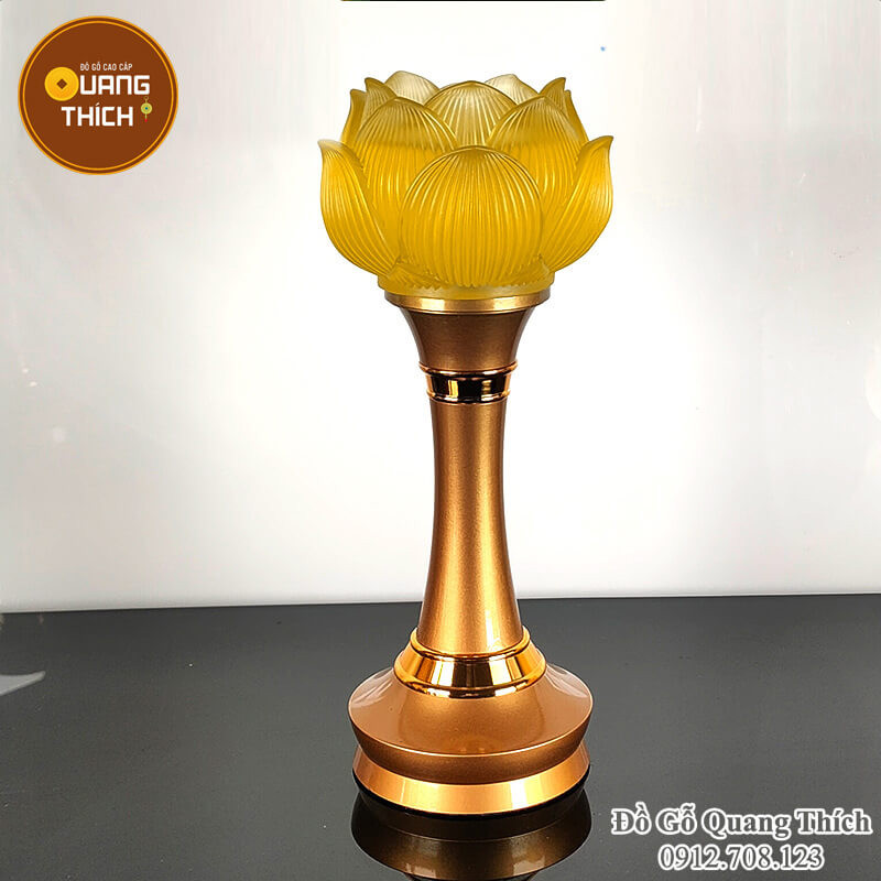 Đôi đèn thờ hoa sen lưu ly 1 bông ĐT004 Cao 30cm