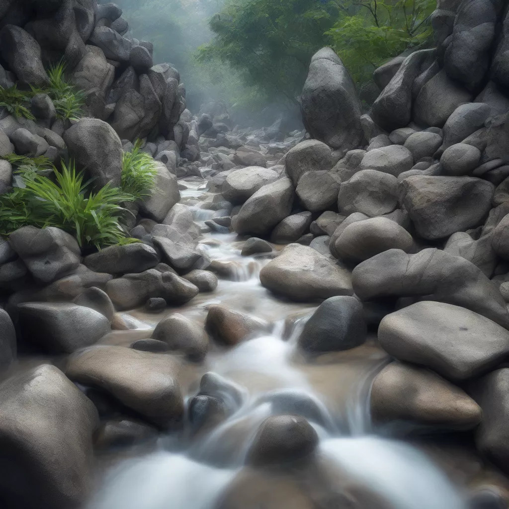 Dòng nước len lỏi khe đá
