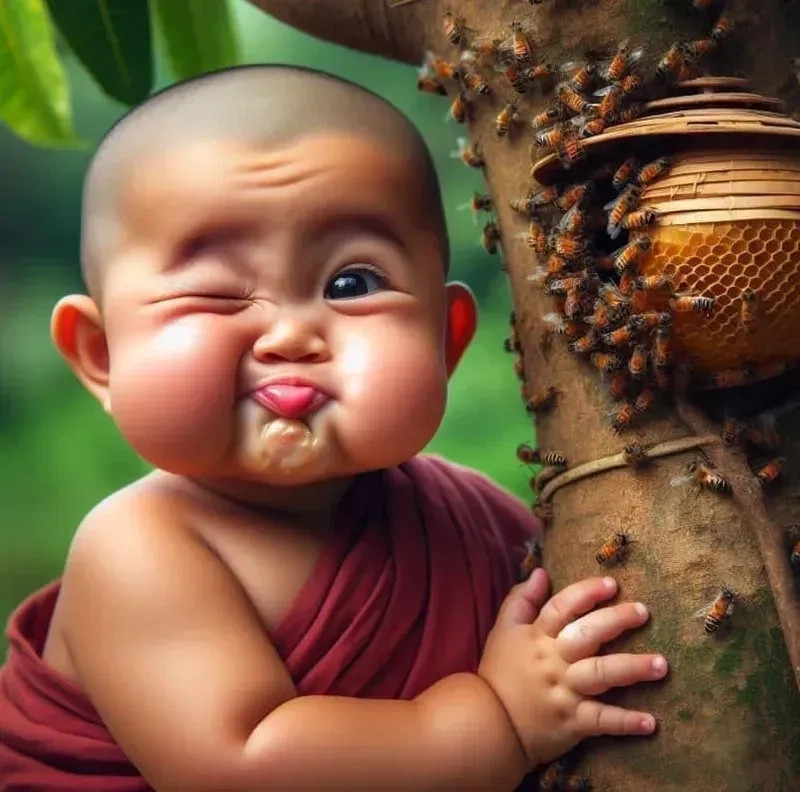 Hình ảnh chú tiểu lạy Phật trong tư thế cúi đầu thành kính