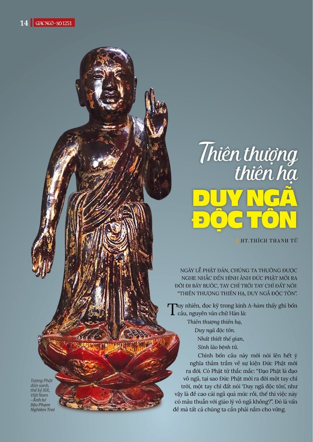 Hình ảnh Đức Phật sơ sinh chỉ trời chỉ đất, giải thích duy ngã độc tôn