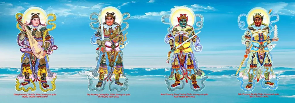 Hình ảnh minh họa Tứ Đại Thiên Vương, cảnh giới đầu tiên của cõi trời trong Phật giáo