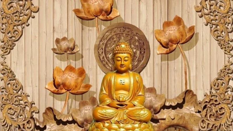 Hình ảnh Phật A Di Đà đẹp trong không gian cõi tịnh độ