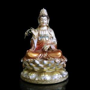 Hình ảnh Phật Bà Quan Âm ngồi đài sen bằng đồng