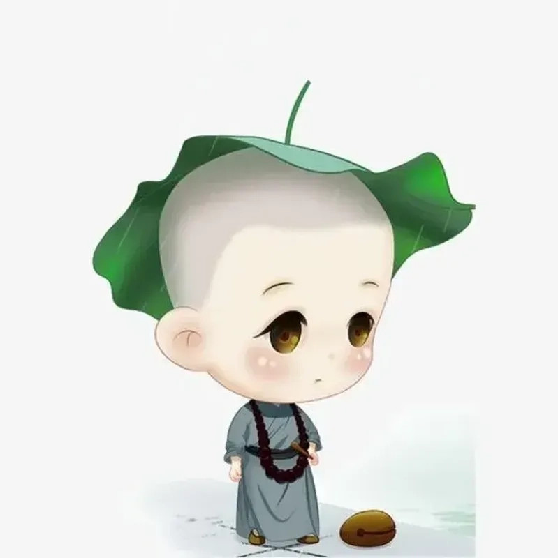 Hình chú tiểu niệm Phật với nụ cười hiền, mang lại cảm giác bình an