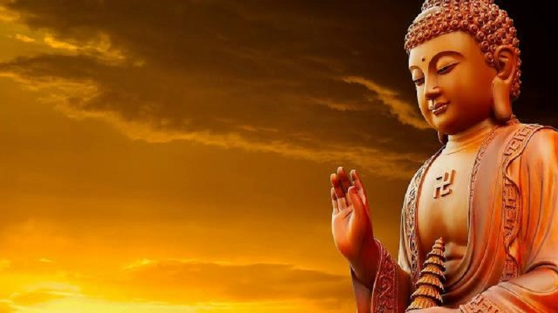 Hình phật a di đà ngồi thiền định, biểu trưng cho quá trình tu hành gian khổ của ngài