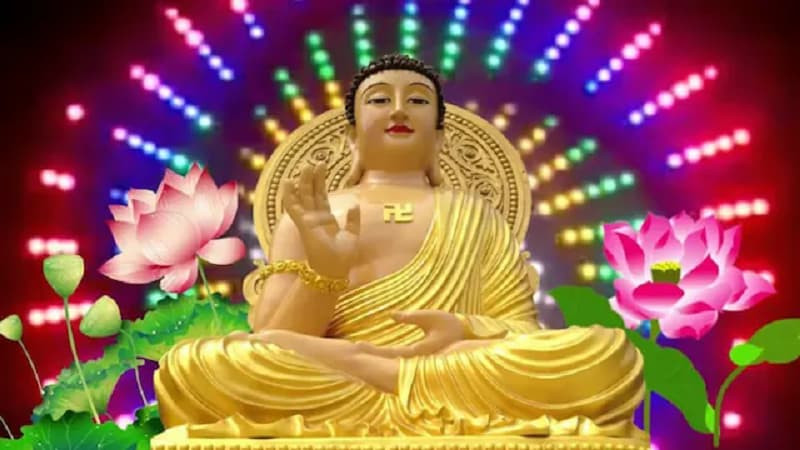 Hình phật a di đà với ánh hào quang tỏa sáng