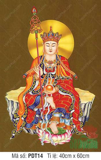 Hình Phật Địa Tạng ngồi trên tòa sen, ánh mắt hiền hòa