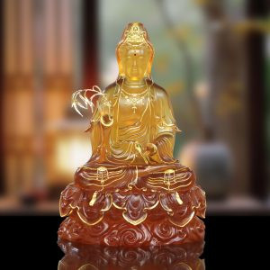 Hình tượng Quan Âm Bồ Tát ngồi trên đài mây bằng lưu ly viền vàng