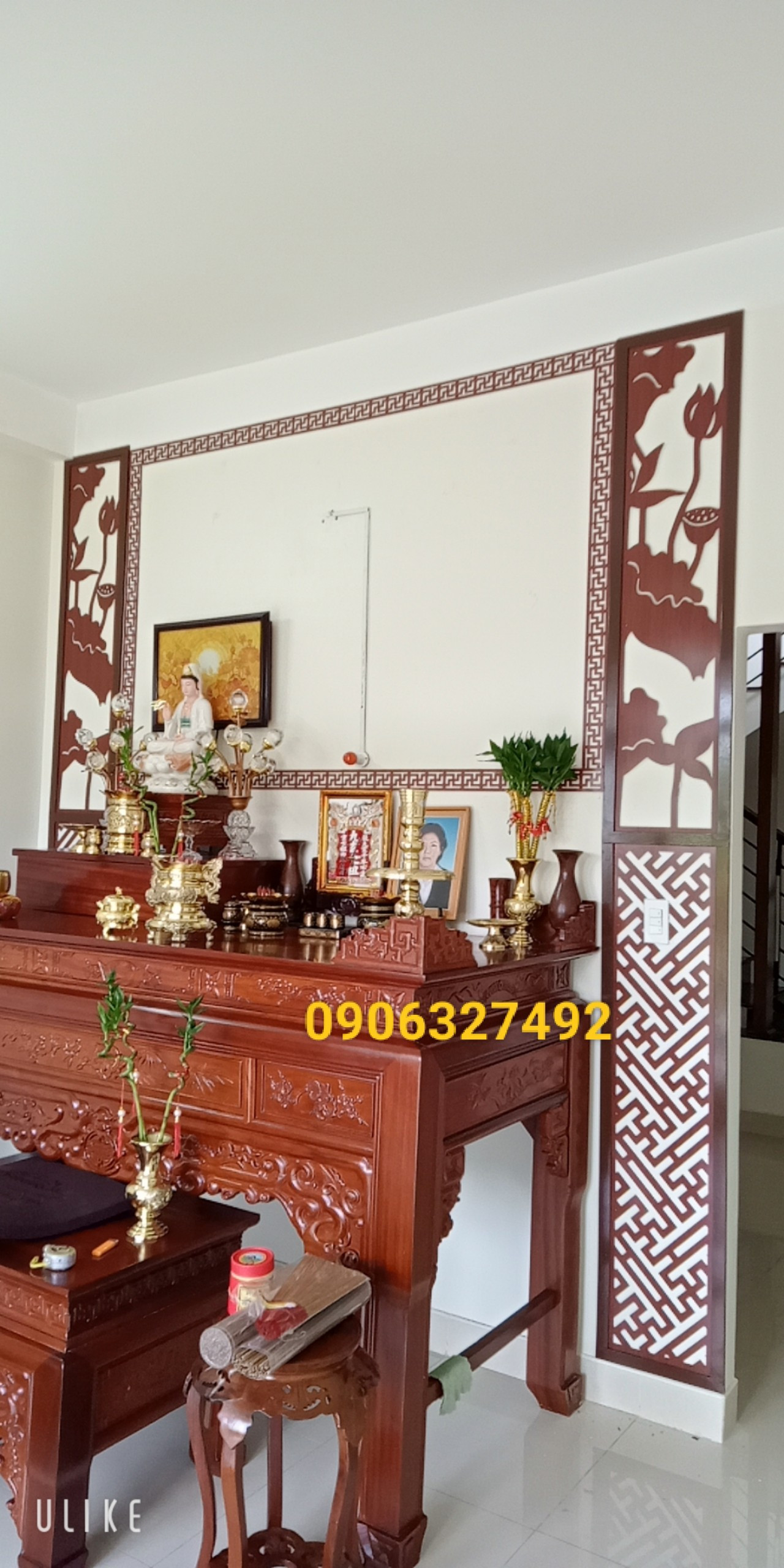 Họa tiết trang trí bàn thờ Phật trang nghiêm