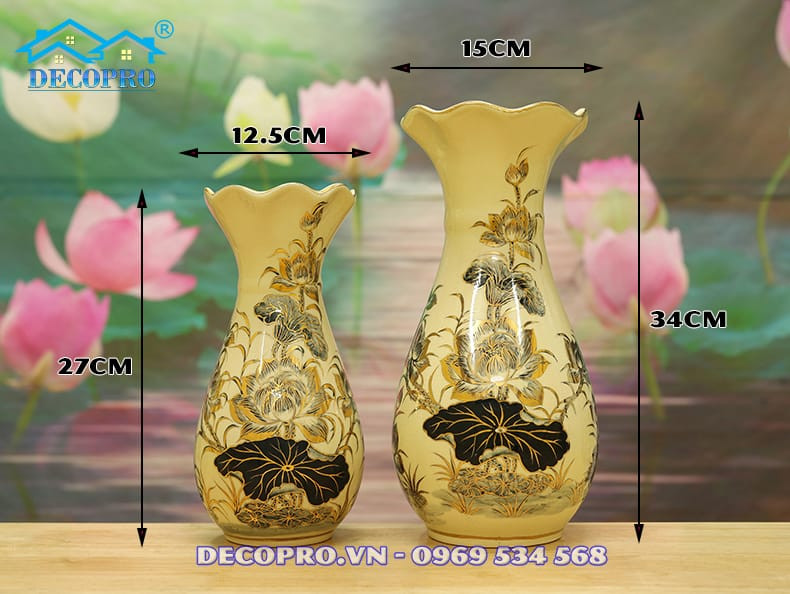 Kích thước lọ hoa đặt bàn thờ thường được sử dụng