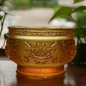 lư hương cắm nhang lưu ly màu vàng truyền thống
