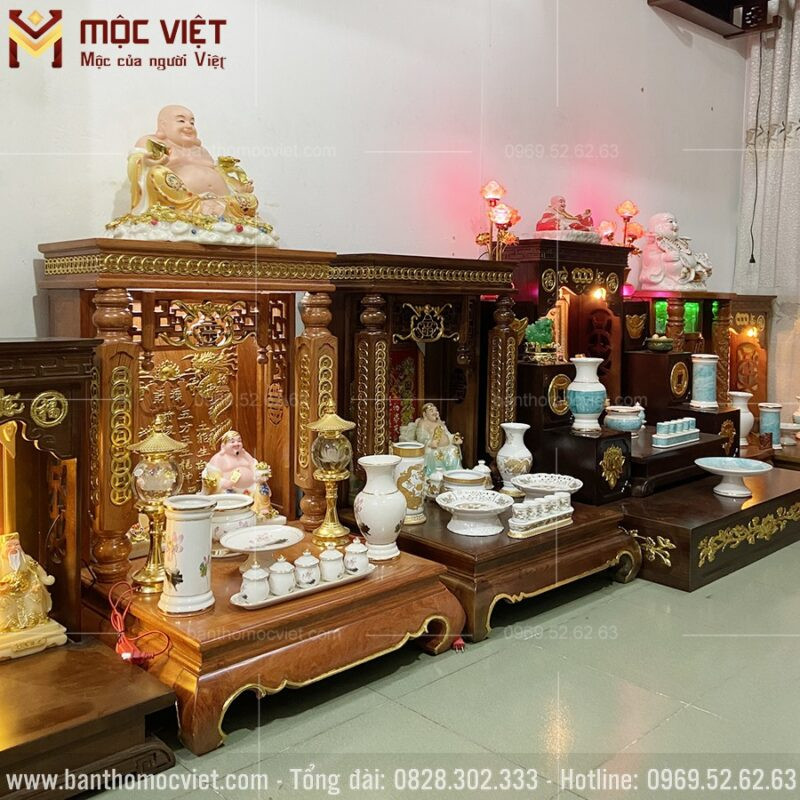 Mẫu bàn thờ Thần Tài được thiết kế đẹp và chắc chắn