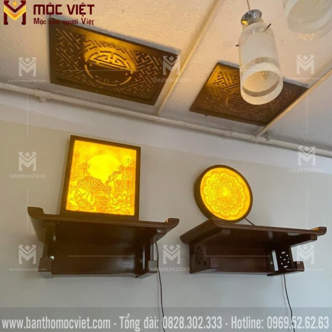 Mẫu bàn thờ treo hiện đại đẹp thờ Phật và gia tiên