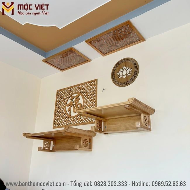 Mẫu bàn thờ treo tường 2 tầng đẹp