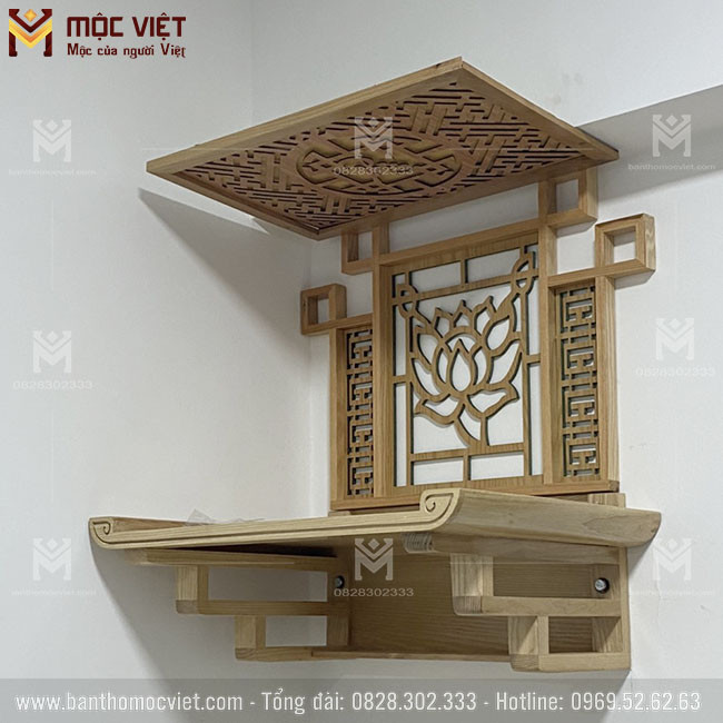 Mẫu bàn thờ treo tường gỗ Sồi đơn giản hiện đại