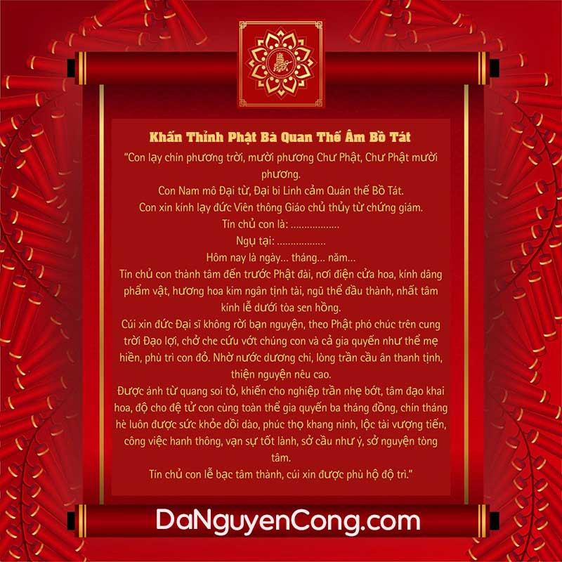 Nghi thức bài khấn thỉnh Phật Bà Quan Âm trang nghiêm tại nhà
