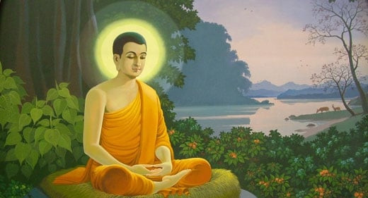 Người tu hành ngồi thiền định trong không gian tĩnh lặng, thể hiện sự khai mở trí huệ và sự tập trung cao độ