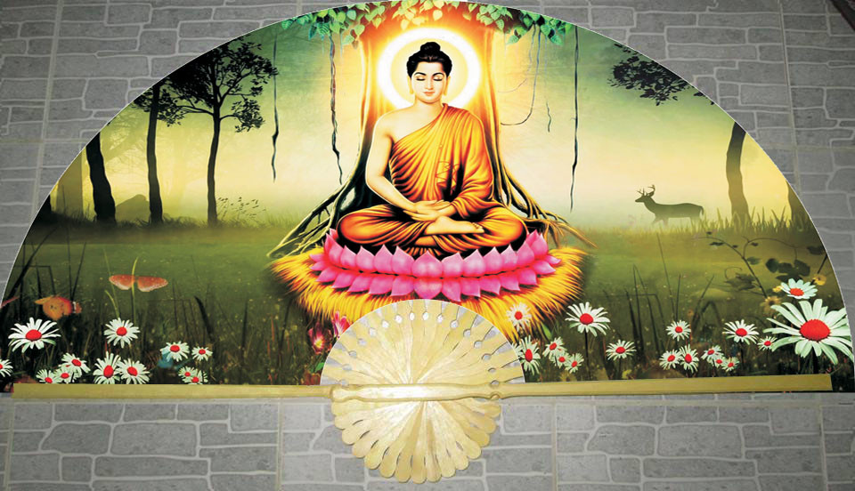 Phật Thích Ca Mâu Ni trong tư thế động tĩnh, mắt đong đưa, tâm trí thanh tịnh.