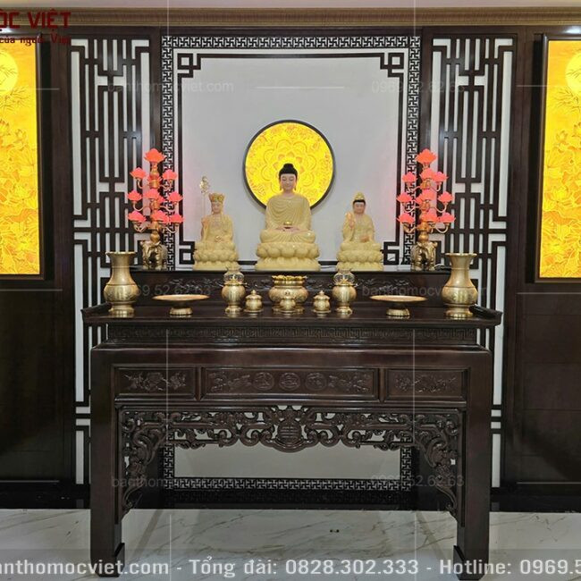 Phòng thờ Phật được thiết kế hiện đại, thanh tịnh