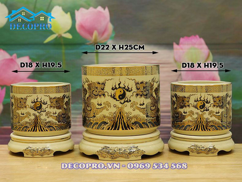 Sơ đồ bố trí bộ 3 mẫu bát hương thờ gia tiên đúng chuẩn phong thủy truyền thống