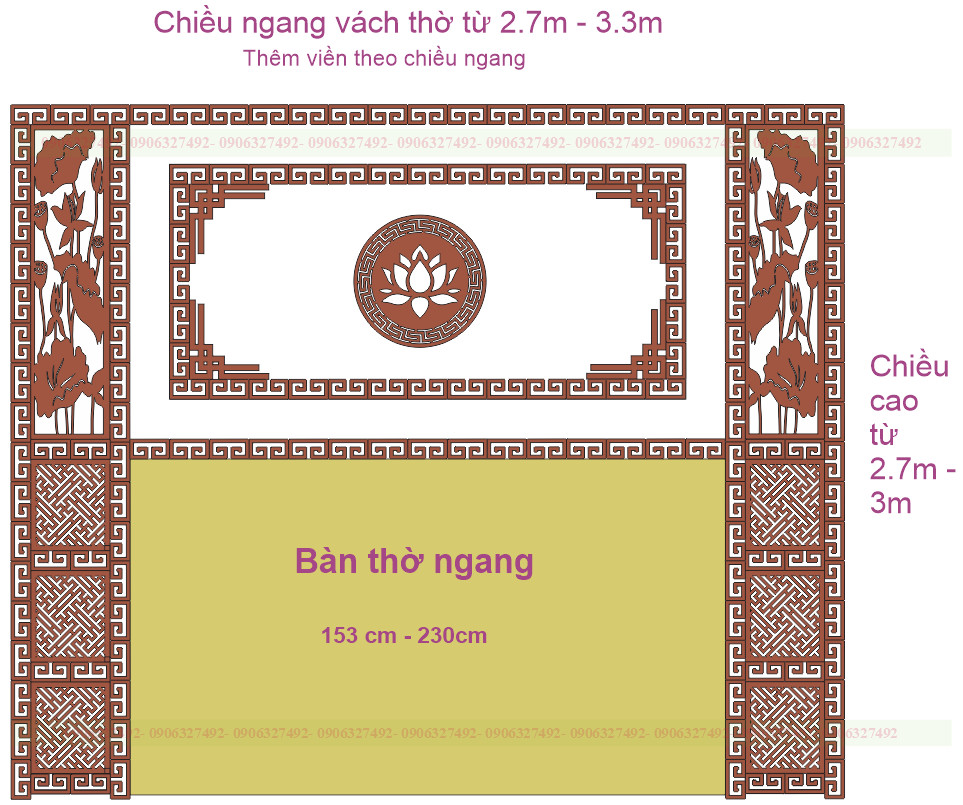 Thiết kế bàn thờ Phật ốp tường đơn giản