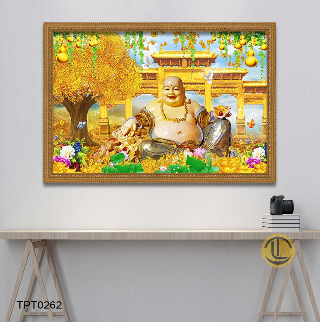 Tranh Phật Di Lặc với nụ cười hoan hỷ, mang lại niềm vui và tài lộc